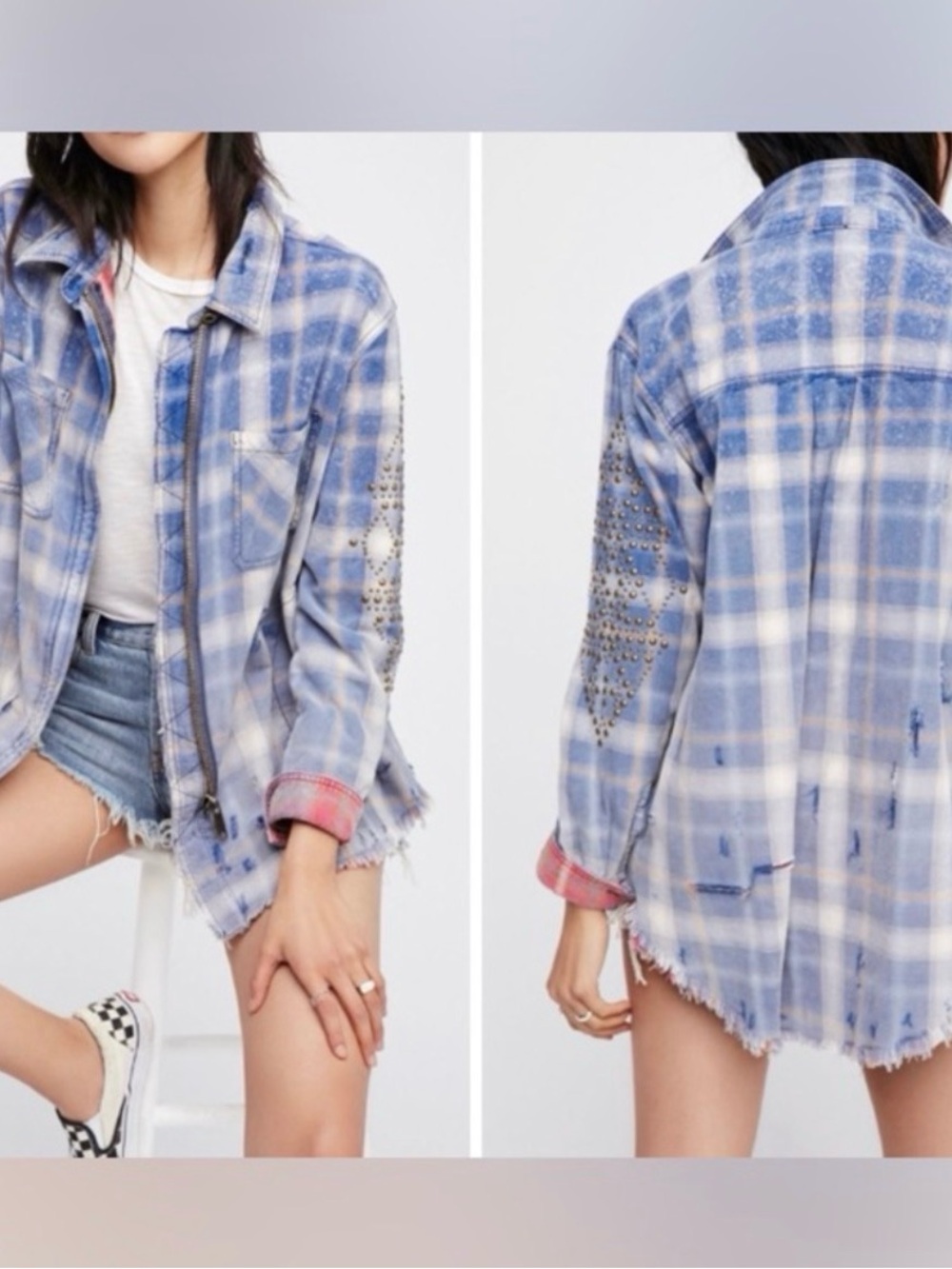 Free People Deconstructed Shirt Jacket - midnight combo - Small NWOT